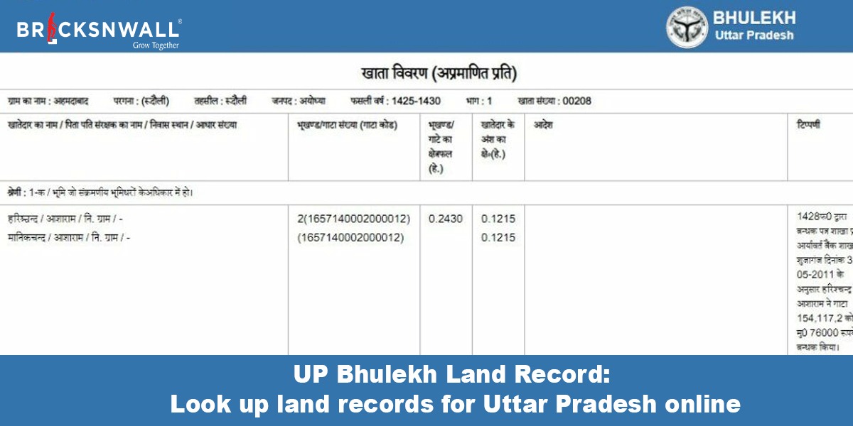 UP Bhulekh Land Record: Look up land records for Uttar Pradesh online