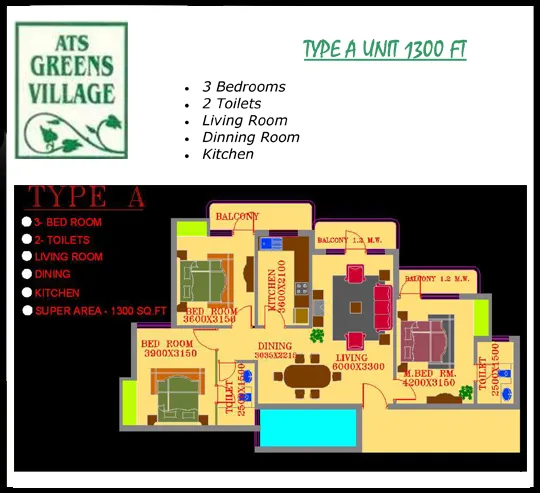 ATS Greens Village 1300Sqft.