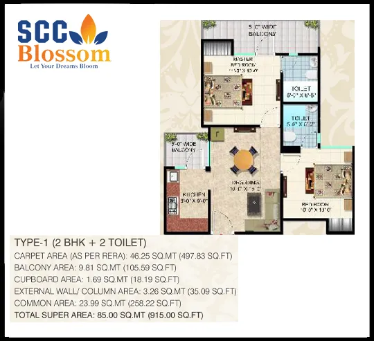 SCC Blossom 915Sqft.