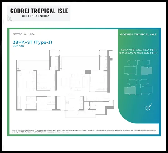 Godrej Tropical Isle 3bhk+st type 3