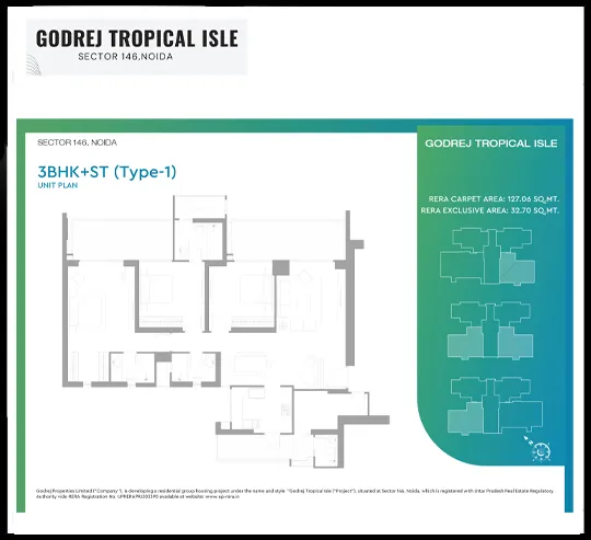 Godrej Tropical Isle 3bhk+st type 1