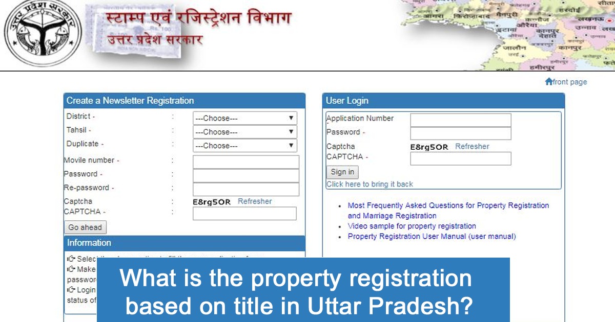 What is the property registration based on title in Uttar Pradesh? 